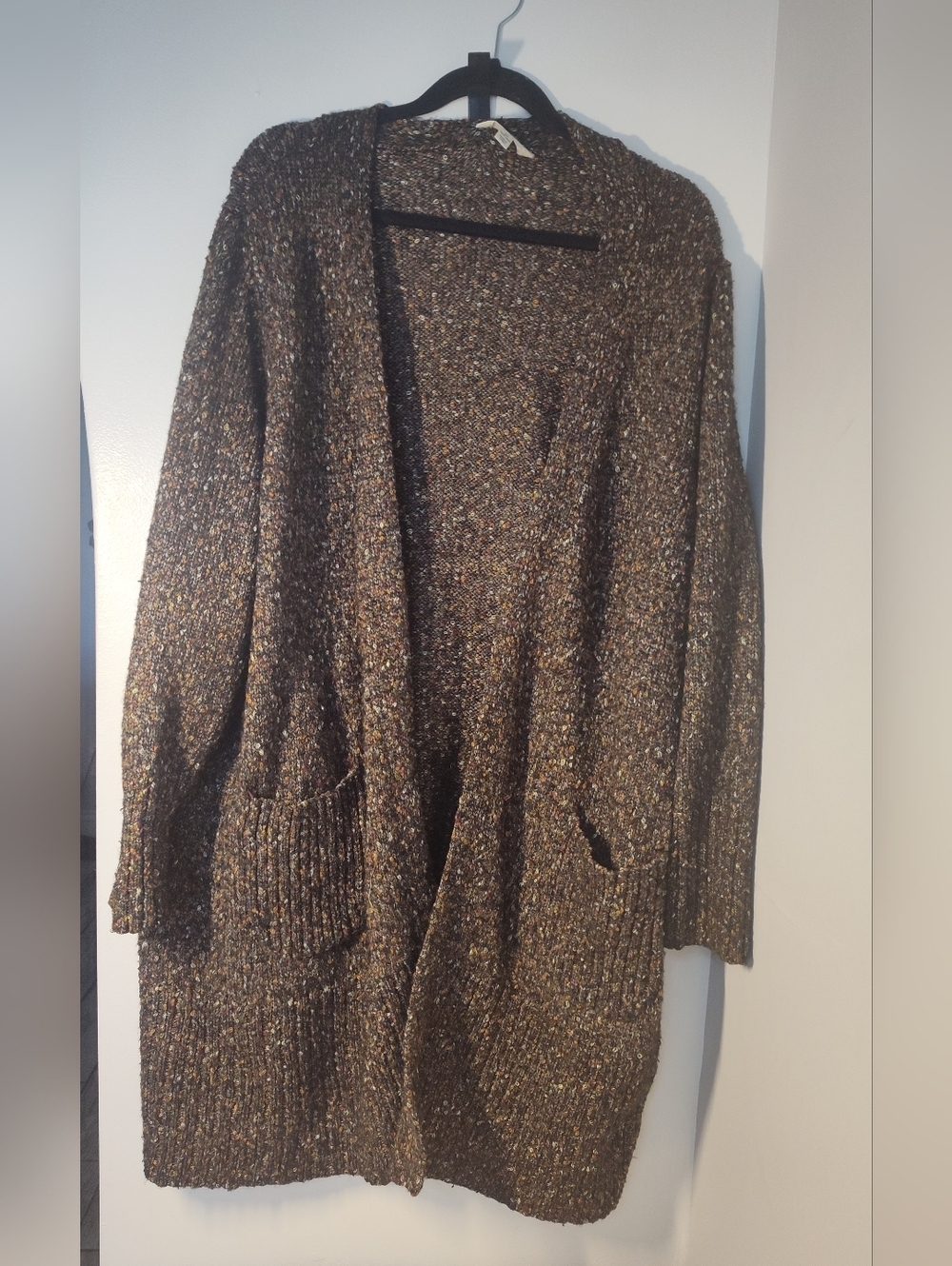 Terra & Sky Brown Multicolored Open-Front Knit Cardigan #803